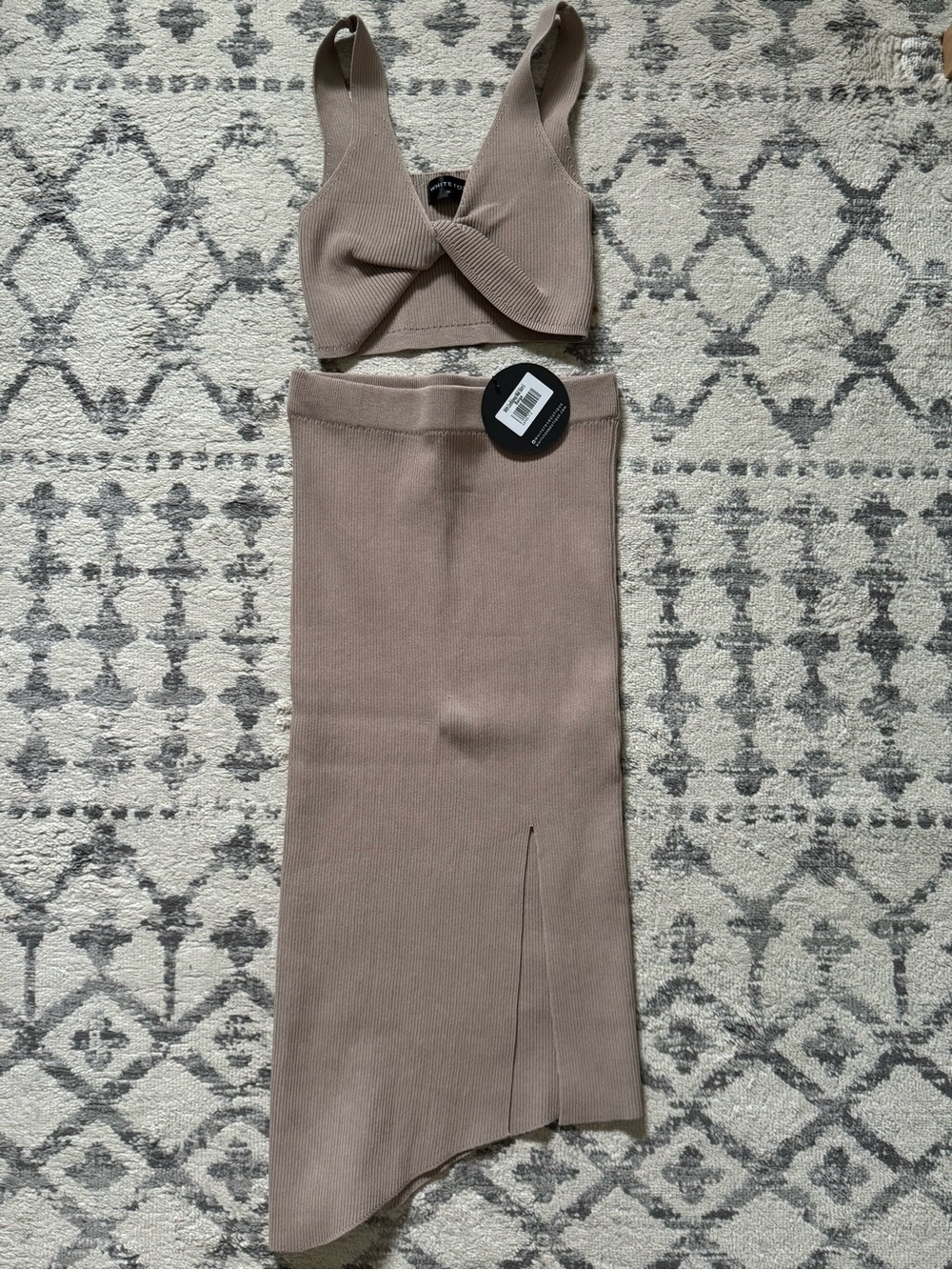 White fox skirt set. NWT